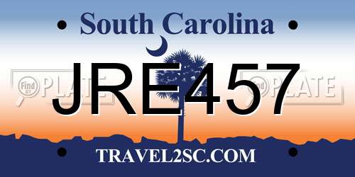 JRE457 South Carolina License Plate