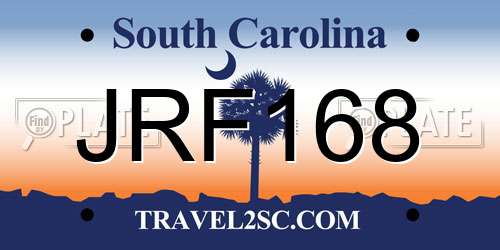 JRF168 South Carolina License Plate