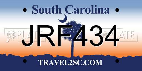 JRF434 South Carolina License Plate