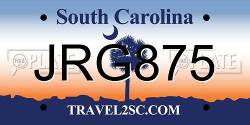 JRG875 South Carolina License Plate