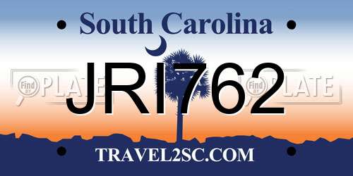 JRI762 South Carolina License Plate