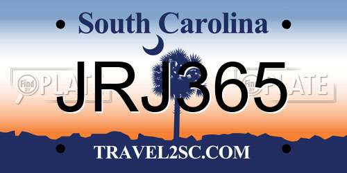 JRJ365 South Carolina License Plate
