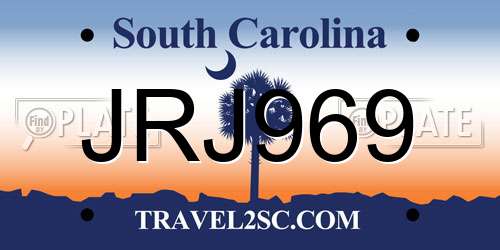JRJ969 South Carolina License Plate