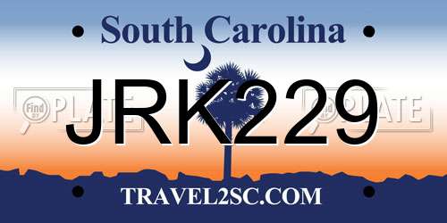 JRK229 South Carolina License Plate
