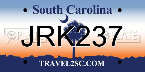 JRK237 South Carolina License Plate