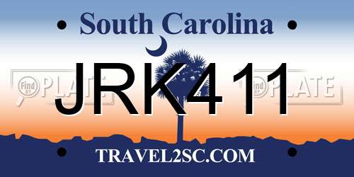 JRK411 South Carolina License Plate