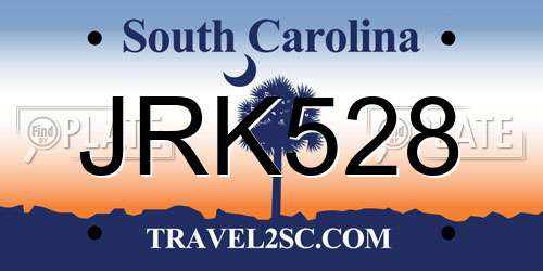 JRK528 South Carolina License Plate