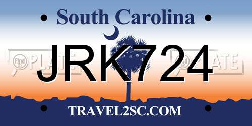 JRK724 South Carolina License Plate