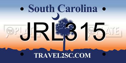 JRL315 South Carolina License Plate