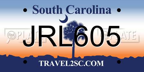 JRL605 South Carolina License Plate