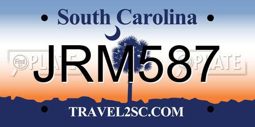 JRM587 South Carolina License Plate