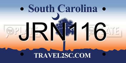 JRN116 South Carolina License Plate
