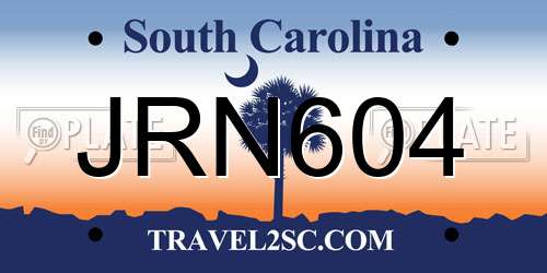 JRN604 South Carolina License Plate