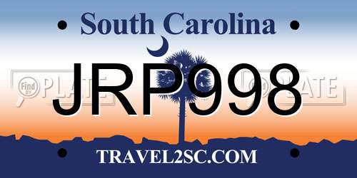 JRP998 South Carolina License Plate