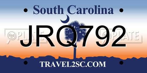 JRQ792 South Carolina License Plate