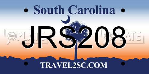 JRS208 South Carolina License Plate