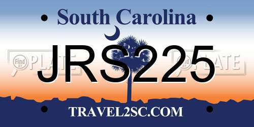 JRS225 South Carolina License Plate