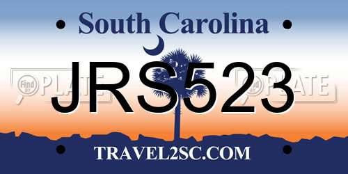 JRS523 South Carolina License Plate