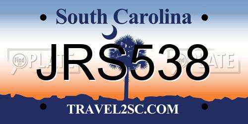JRS538 South Carolina License Plate