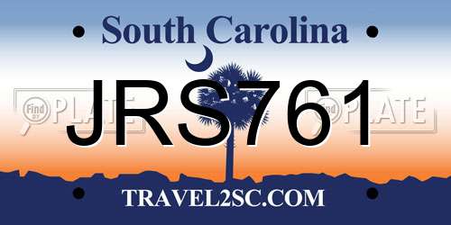JRS761 South Carolina License Plate