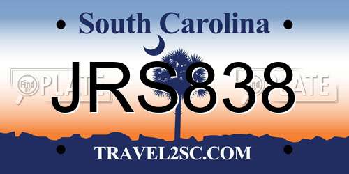 JRS838 South Carolina License Plate