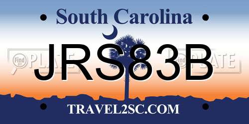JRS83B South Carolina License Plate