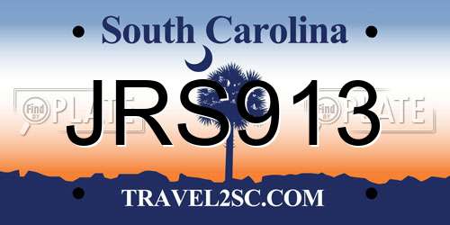 JRS913 South Carolina License Plate