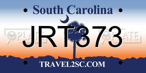 JRT373 South Carolina License Plate