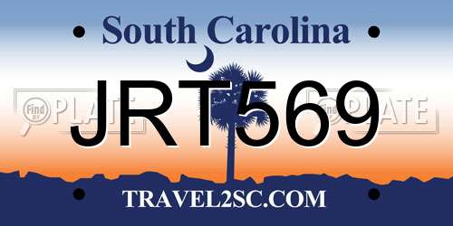 JRT569 South Carolina License Plate