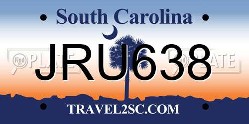 JRU638 South Carolina License Plate