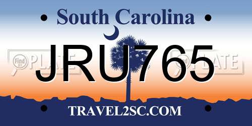 JRU765 South Carolina License Plate