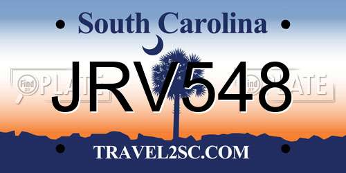 JRV548 South Carolina License Plate