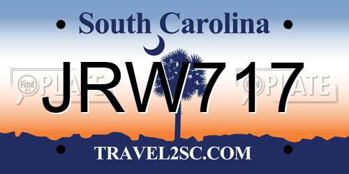 JRW717 South Carolina License Plate