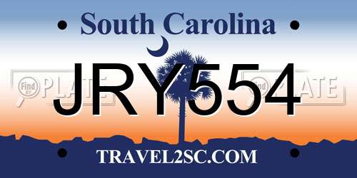 JRY554 South Carolina License Plate