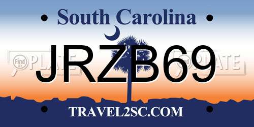 JRZB69 South Carolina License Plate