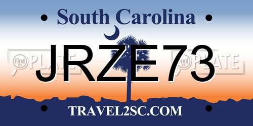 JRZE73 South Carolina License Plate