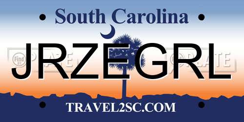JRZEGRL South Carolina License Plate