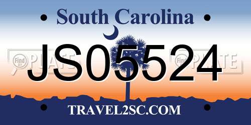 JS05524 South Carolina License Plate