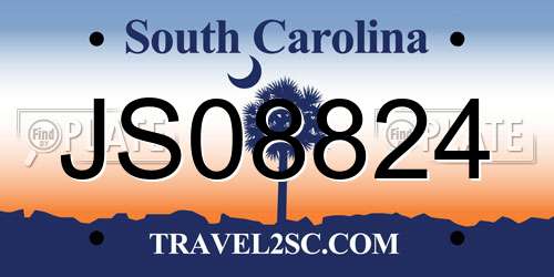 JS08824 South Carolina License Plate