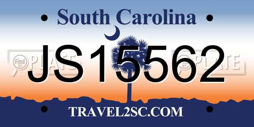 JS15562 South Carolina License Plate