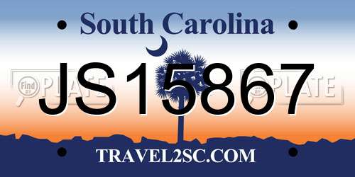 JS15867 South Carolina License Plate