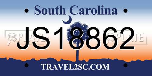 JS18862 South Carolina License Plate