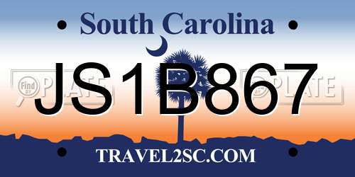 JS1B867 South Carolina License Plate