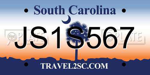 JS1S567 South Carolina License Plate
