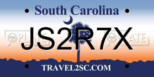 JS2R7X South Carolina License Plate