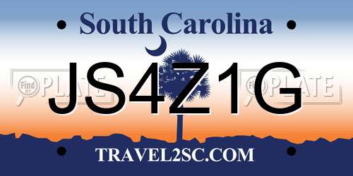 JS4Z1G South Carolina License Plate