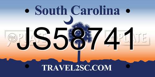JS58741 South Carolina License Plate