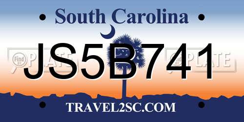 JS5B741 South Carolina License Plate