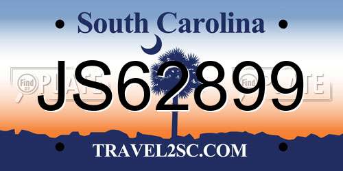 JS62899 South Carolina License Plate