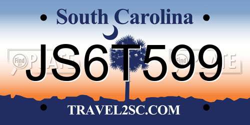 JS6T599 South Carolina License Plate